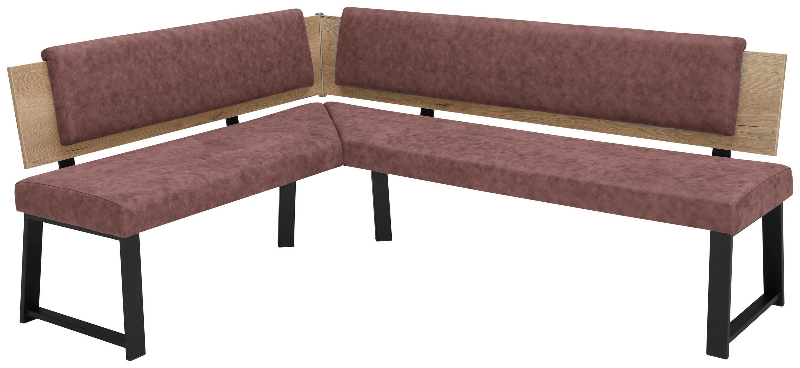 ECKBANK 160/200 cm  in Altrosa  - Schwarz/Altrosa, MODERN, Holzwerkstoff/Textil (160/200cm) - Venda