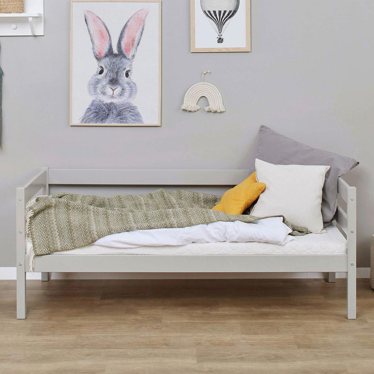 KINDER-/JUNIORBETT - Kieferfarben/Grau, MODERN, Holz (70/160cm) - MID.YOU