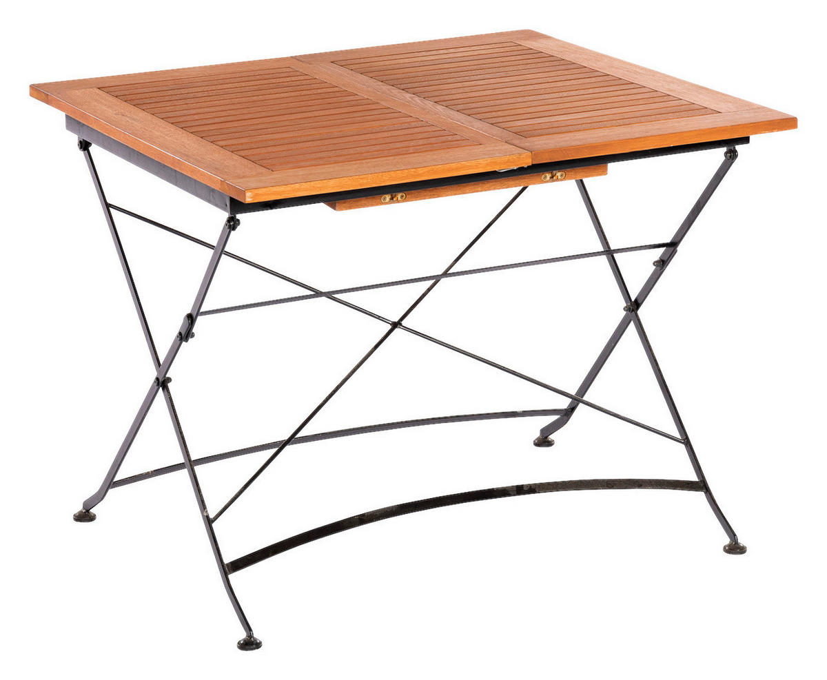 GARTENTISCH 100-150/90/74 cm Holz, Metall rechteckig  - Schwarz/Naturfarben, ROMANTIK / LANDHAUS, Holz/Metall (100-150/90/74cm) - Gardenson