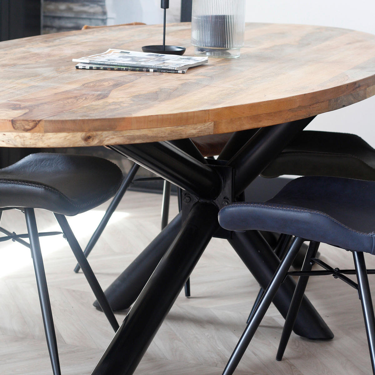 ESSTISCH in Holz 180/100/77 cm  - Schwarz/Braun, Natur, Holz/Metall (180/100/77cm) - MID.YOU