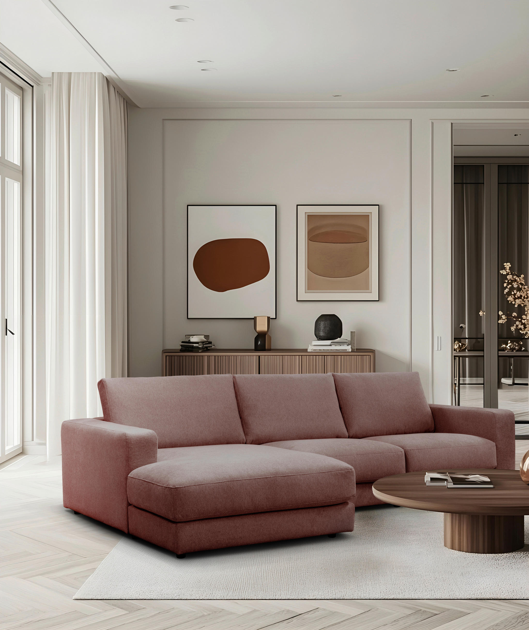 ECKSOFA VIGO Rot  - Rot/Schwarz, Design, Textil (172/303cm) - MID.YOU