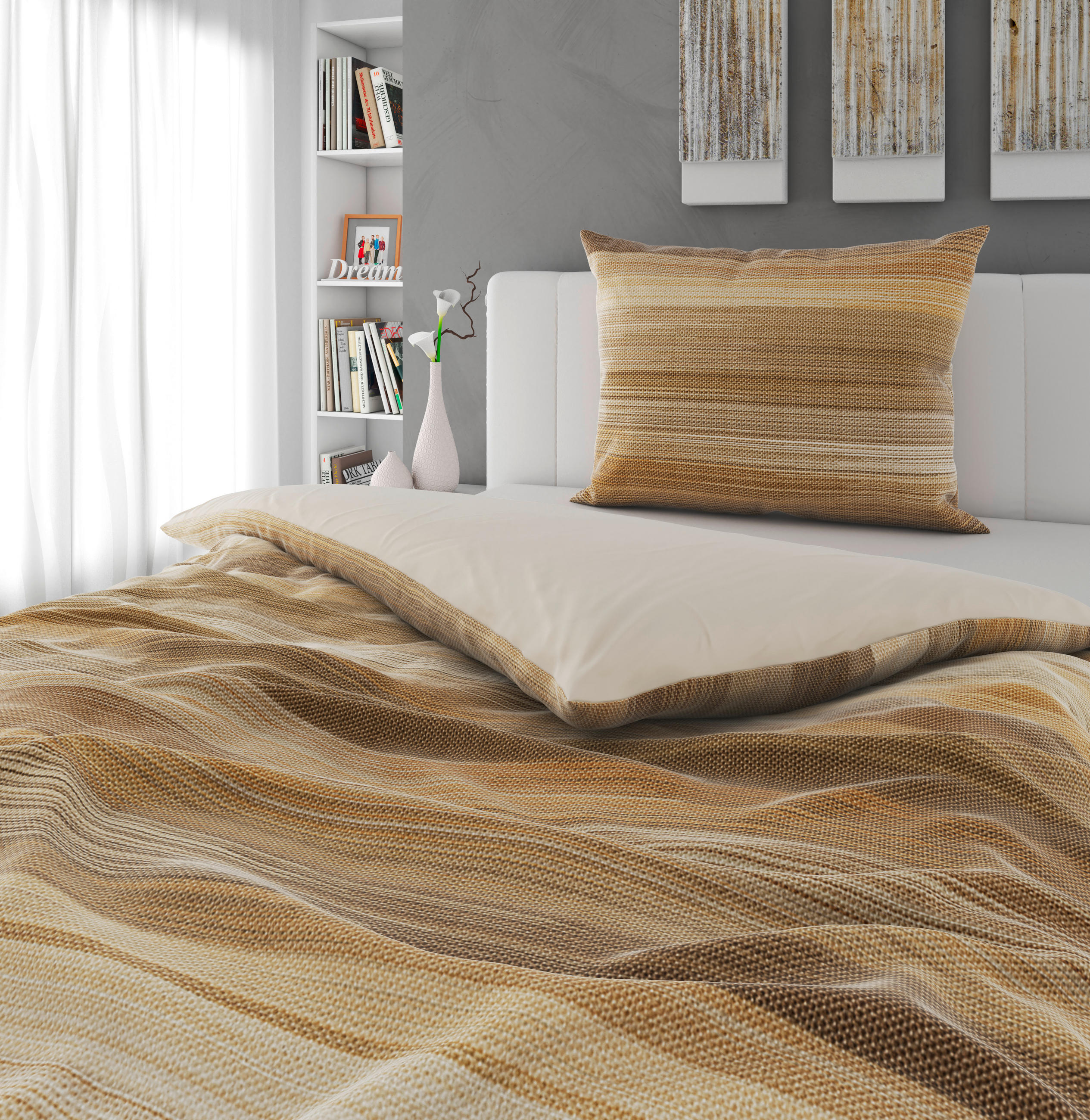 BETTWÄSCHE Elie Satin 140/200 cm  - Braun/Orange, KONVENTIONELL, Textil (140/200cm) - Novel