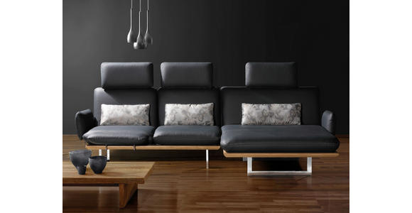 OTTOMANE in Echtleder Schwarz - Chromfarben/Schwarz, Design, Leder/Holz (134/92/165/218cm) - Dieter Knoll