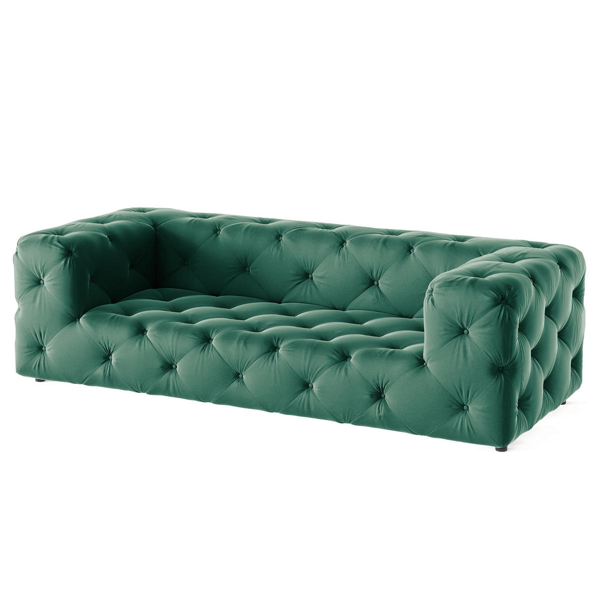 3-SITZER-SOFA Fresco in Samt Dunkelgrün  - Dunkelgrün/Schwarz, Design, Kunststoff/Textil (230/71/100cm) - P & B