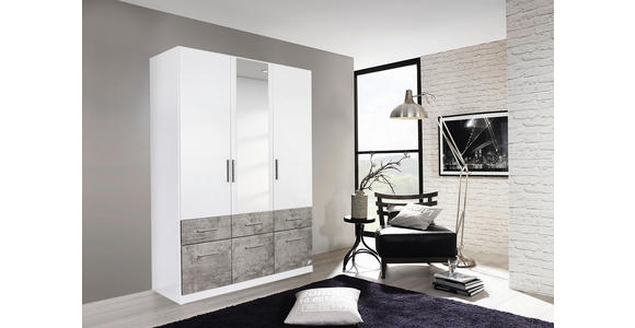 DREHTÜRENSCHRANK 3-türig Weiß, Grau - Alufarben/Weiß, Basics, Holzwerkstoff/Kunststoff (136/197/54cm) - Xora