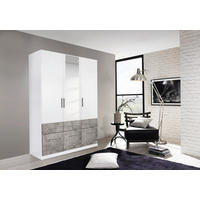 DREHTÜRENSCHRANK 3-türig Weiß, Grau  - Alufarben/Weiß, Basics, Holzwerkstoff/Kunststoff (136/197/54cm) - Xora