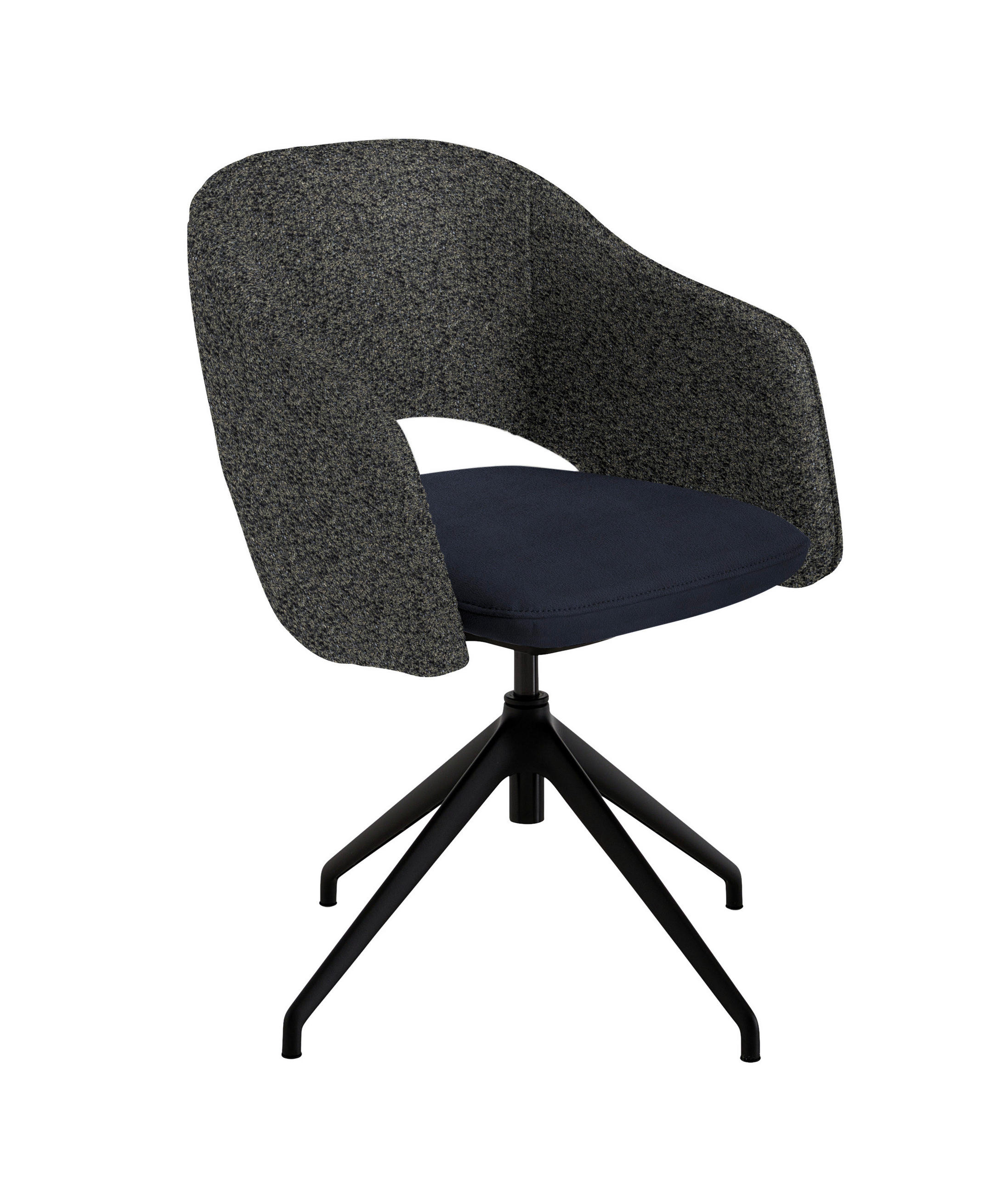 ARMLEHNSTUHL  Stoffauswahl, Wippfunktion, Sitzfläche 360° drehbar, gepolsterte Armlehnen Flachgewebe  - Blau/Schwarz, Design, Textil/Metall (63/74-90/57-73cm) - Koinor