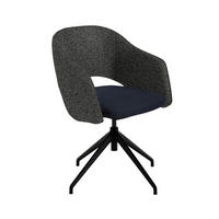 ARMLEHNSTUHL  Stoffauswahl, Wippfunktion, Sitzfläche 360° drehbar, gepolsterte Armlehnen Flachgewebe  - Blau/Schwarz, Design, Textil/Metall (63/74-90/57-73cm) - Koinor