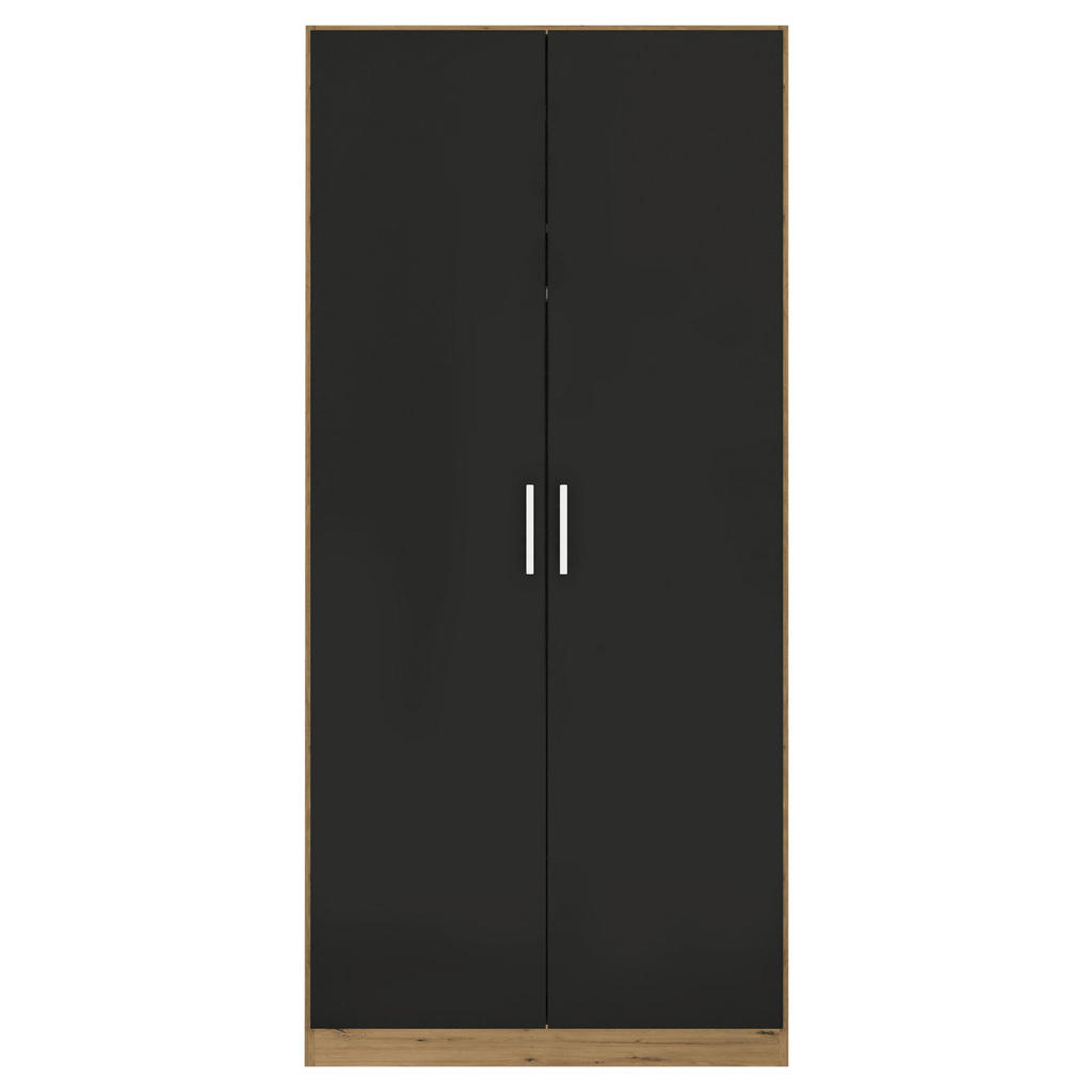 Thumbnail - Rauch Möbel Drehtürenschrank, Eiche Artisan, Grau, Holzwerkstoff, 1 Fächer, 91x210x54 cm, Made in Germany, Blauer Engel,...