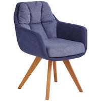 ARMLEHNSTUHL Flachgewebe  - Blau/Eichefarben, Design, Holz/Textil (65/85/68cm) - Linea Natura