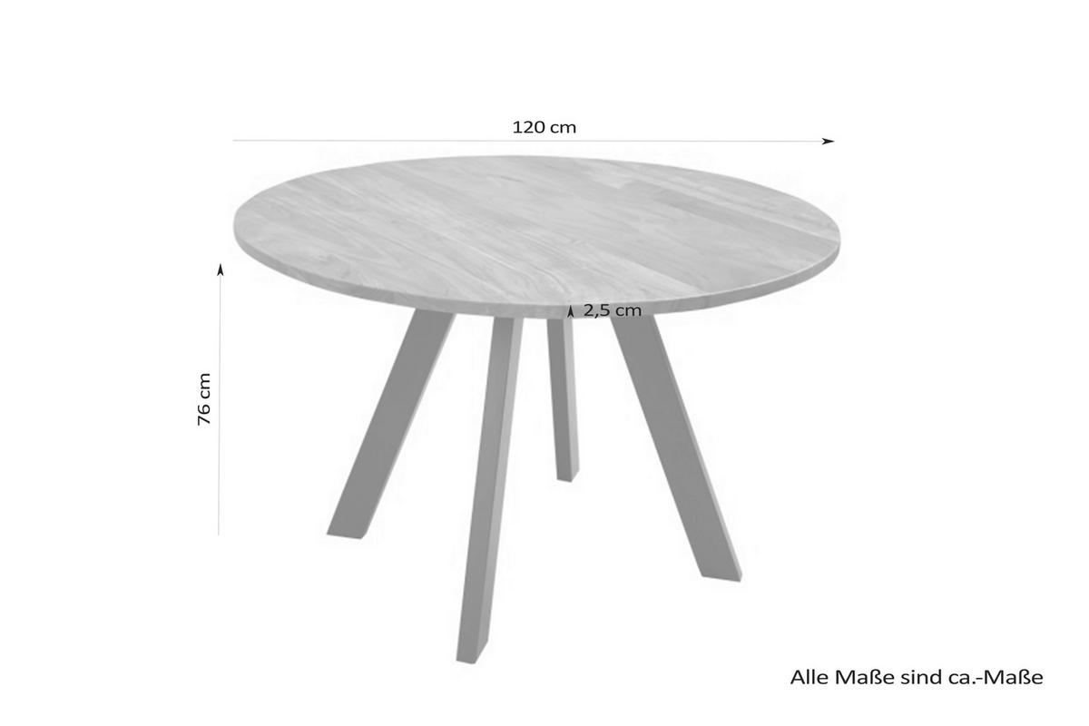 ESSTISCH in Holz, Metall 120/120/76 cm  - Schwarz/Akaziefarben, MODERN, Holz/Metall (120/120/76cm) - MID.YOU