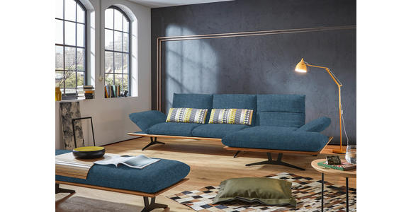 ECKSOFA in Flachgewebe Blau 314/159 cm - Blau/Schwarz, Design, Holz/Textil (314/159cm) - Dieter Knoll