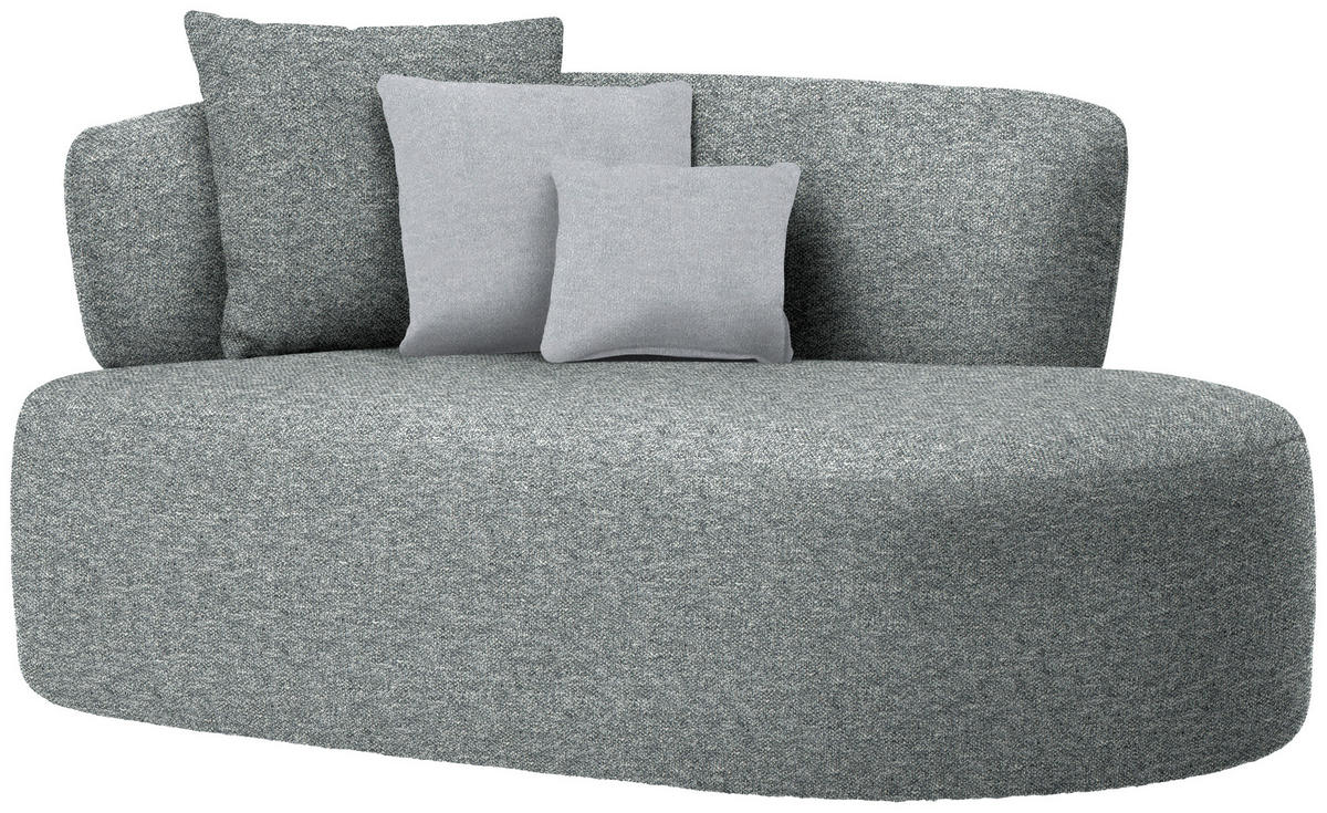 RÉCAMIERE in Flachgewebe Hellgrau, Grau, Grün  - Hellgrau/Schwarz, MODERN, Kunststoff/Textil (166/86/105cm) - Hom`in