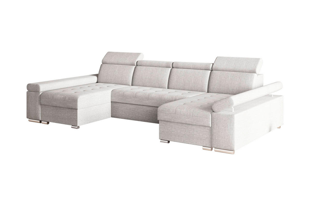 WOHNLANDSCHAFT TORONTO U Hellgrau Webstoff  - Silberfarben/Hellgrau, Design, Textil (168/330/168cm) - MID.YOU
