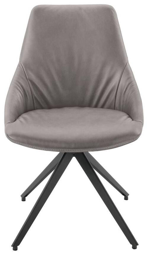 STUHL Echtleder Hellgrau  - Anthrazit/Hellgrau, Design, Leder/Metall (55/87/62cm) - Bert Plantagie