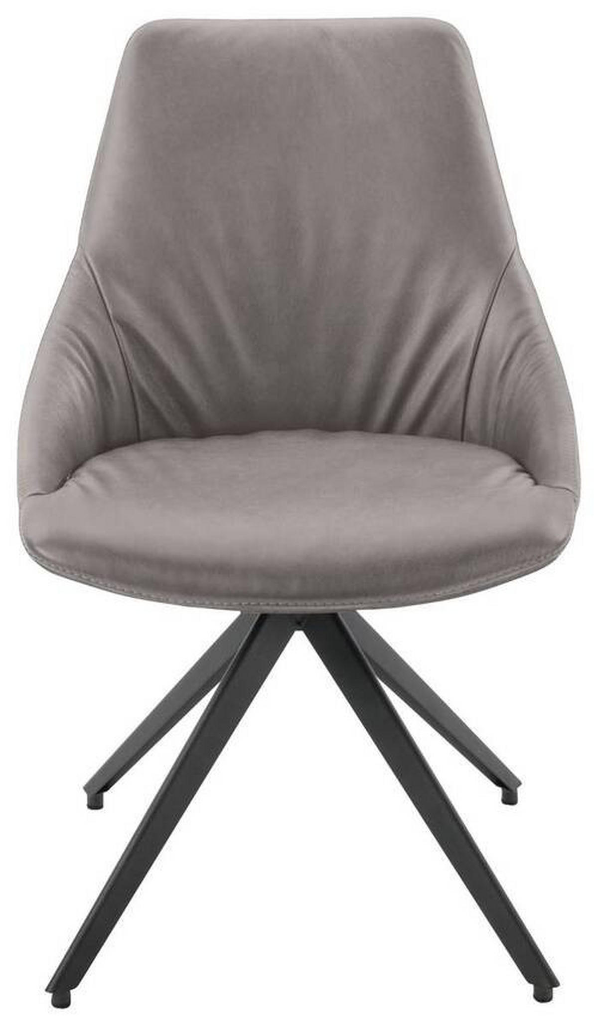 STUHL Echtleder Anthrazit, Hellgrau  - Anthrazit/Hellgrau, Design, Leder/Metall (55/87/62cm) - Bert Plantagie
