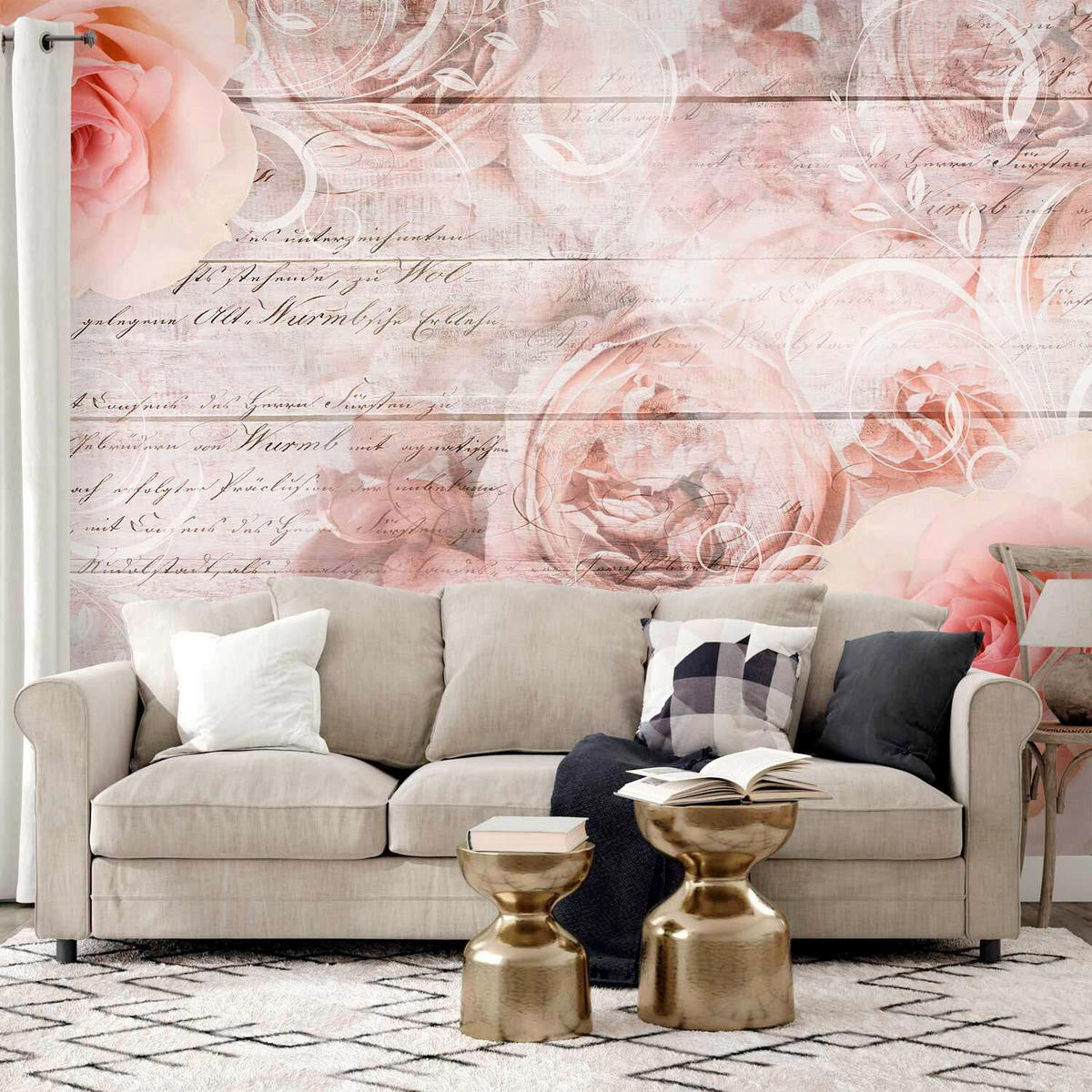 FOTOTAPETE  - Hellrosa/Grauweiß, LIFESTYLE, Textil (450/315cm) - artgeist