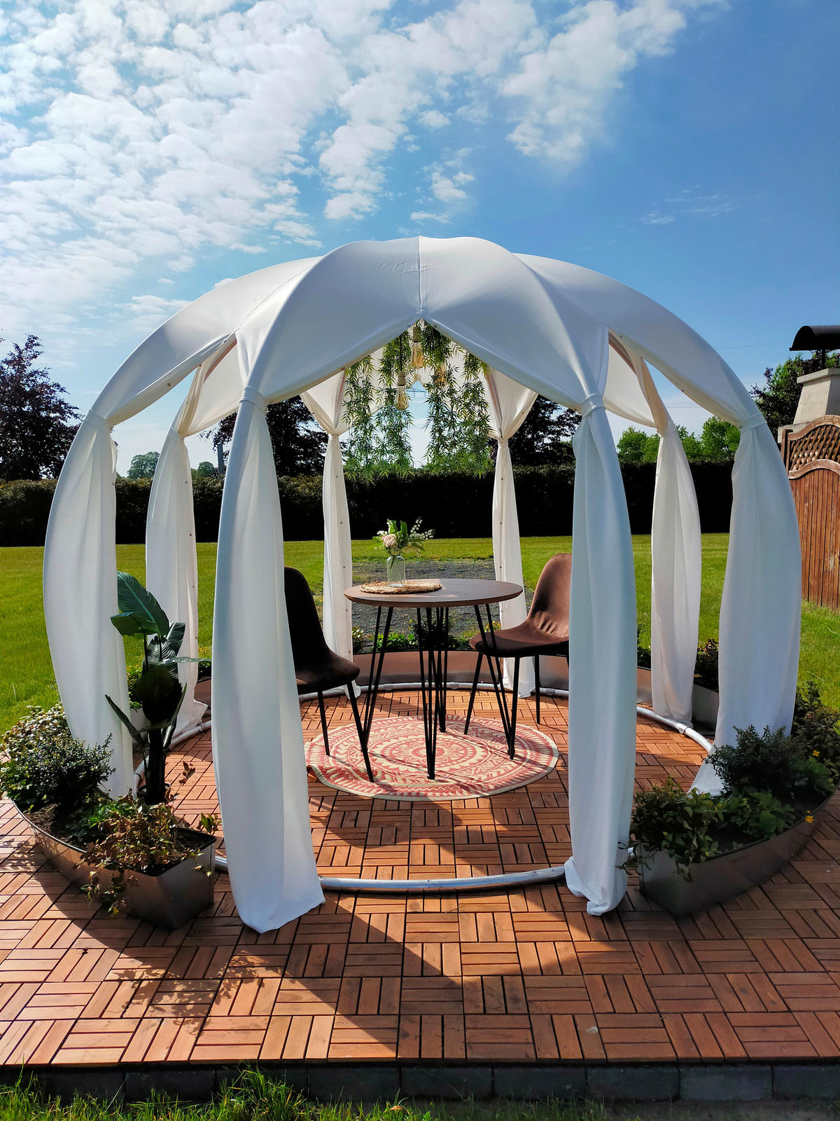 PAVILLON 372/250/372 cm Aluminium  - Silberfarben/Weiß, Basics, Textil/Metall (372/250/372cm)