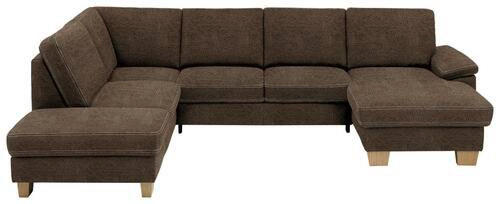 WOHNLANDSCHAFT Grau Mikrofaser  - Eichefarben/Beige, KONVENTIONELL, Holz/Textil (235/167cm) - Beldomo System
