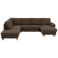 WOHNLANDSCHAFT Grau Mikrofaser  - Eichefarben/Beige, KONVENTIONELL, Holz/Textil (235/167cm) - Beldomo System