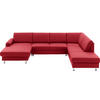 WOHNLANDSCHAFT in Echtleder Rot  - Rot/Alufarben, Design, Leder/Metall (165/339/233cm) - Beldomo Premium