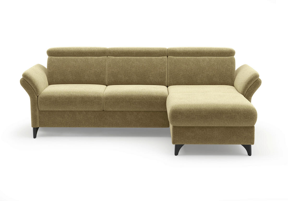 ECKSOFA GLENDALE E Olivgrün Flachgewebe  - Schwarz/Olivgrün, KONVENTIONELL, Textil/Metall (253/166cm) - Sit & More