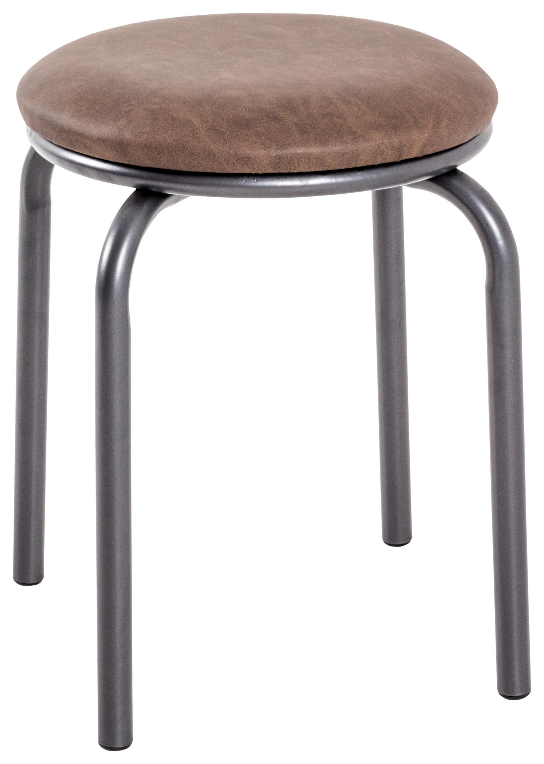 STAPELHOCKER in Metall, Textil Braun, Grau  - Anthrazit/Braun, KONVENTIONELL, Textil/Metall (46/45/46cm)