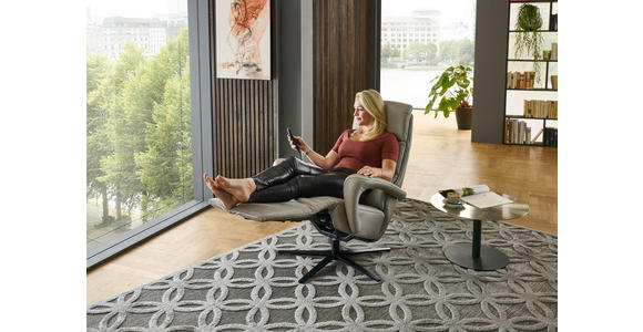 RELAXSESSEL in Leder Greige  - Greige/Schwarz, Design, Leder/Metall (76/110/86cm) - Dieter Knoll