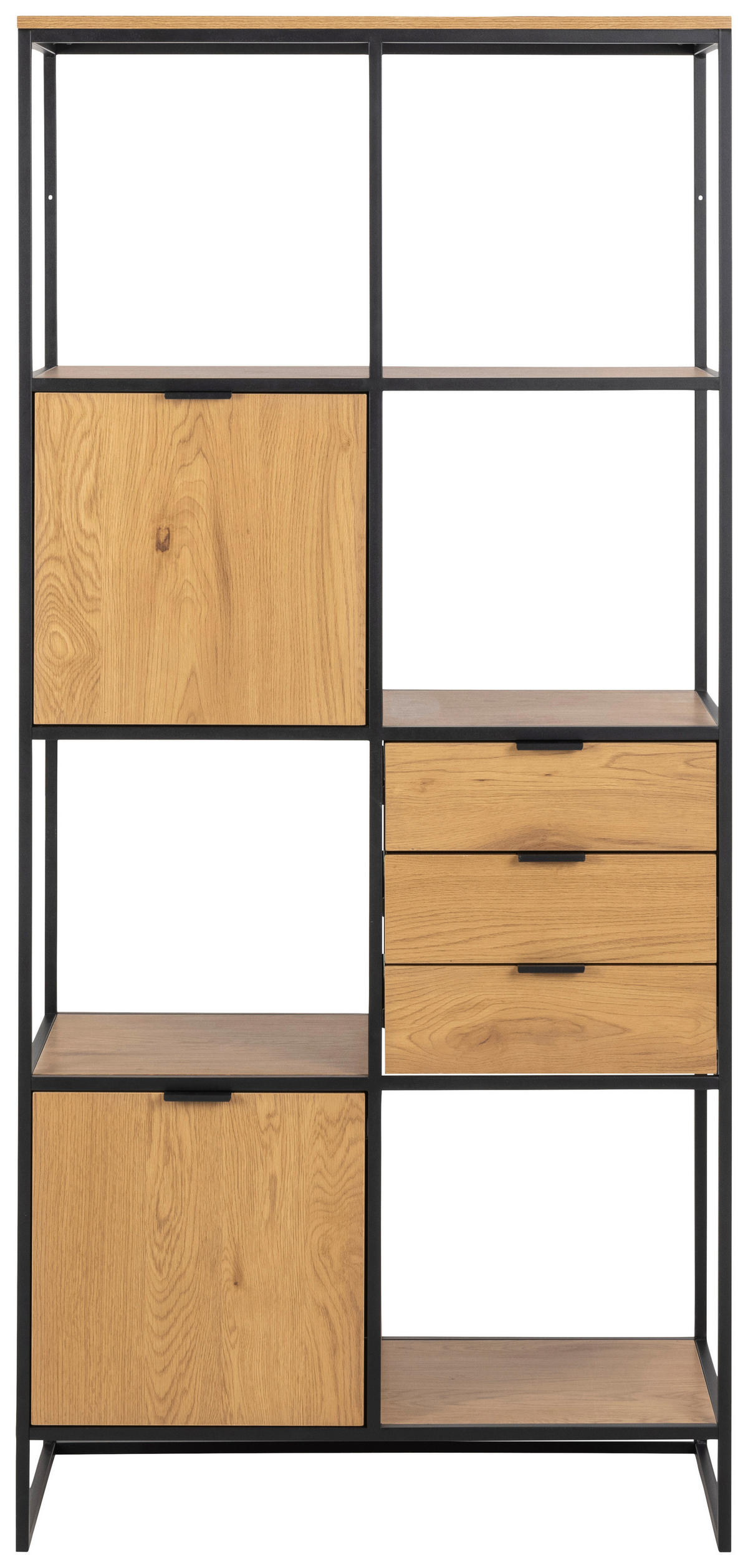 REGAL 85/183/40 cm črna, divji hrast  - črna/divji hrast, Design, kovina/leseni material (85/183/40cm) - MID.YOU
