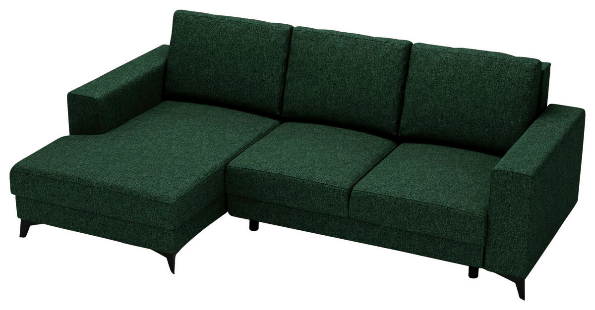 ECKSOFA in Flachgewebe Grün  - Schwarz/Grün, Design, Textil/Metall (156/244cm) - Livetastic