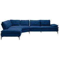 ECKSOFA in Flachgewebe Blau  - Blau/Schwarz, Design, Textil/Metall (271/344cm) - Chilliano