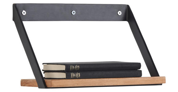 WANDREGAL Akazie vollmassiv Schwarz, Akaziefarben  - Schwarz/Akaziefarben, Trend, Holz/Metall (29/18/15cm) - Landscape