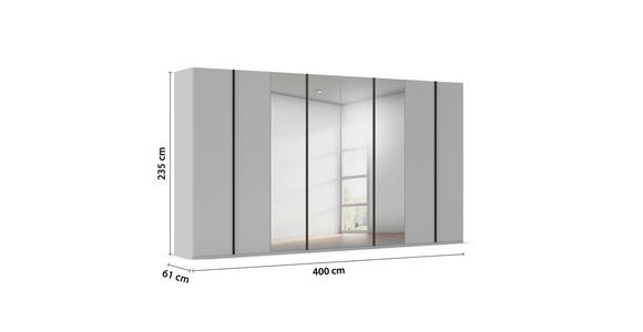 DREHTÜRENSCHRANK 400/235/61 cm,  in Graphitfarben, 8-türig  - Graphitfarben, Basics, Glas/Holzwerkstoff (400/235/61cm) - Novel