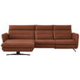 ECKSOFA in Echtleder Cognac  169/298 cm  - Cognac/Schwarz, Design, Leder/Metall (169/298cm) - Dieter Knoll
