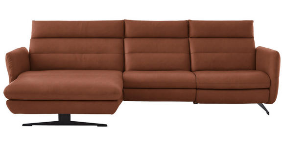 ECKSOFA in Echtleder Cognac 169/298 cm - Cognac/Schwarz, Design, Leder/Metall (169/298cm) - Dieter Knoll