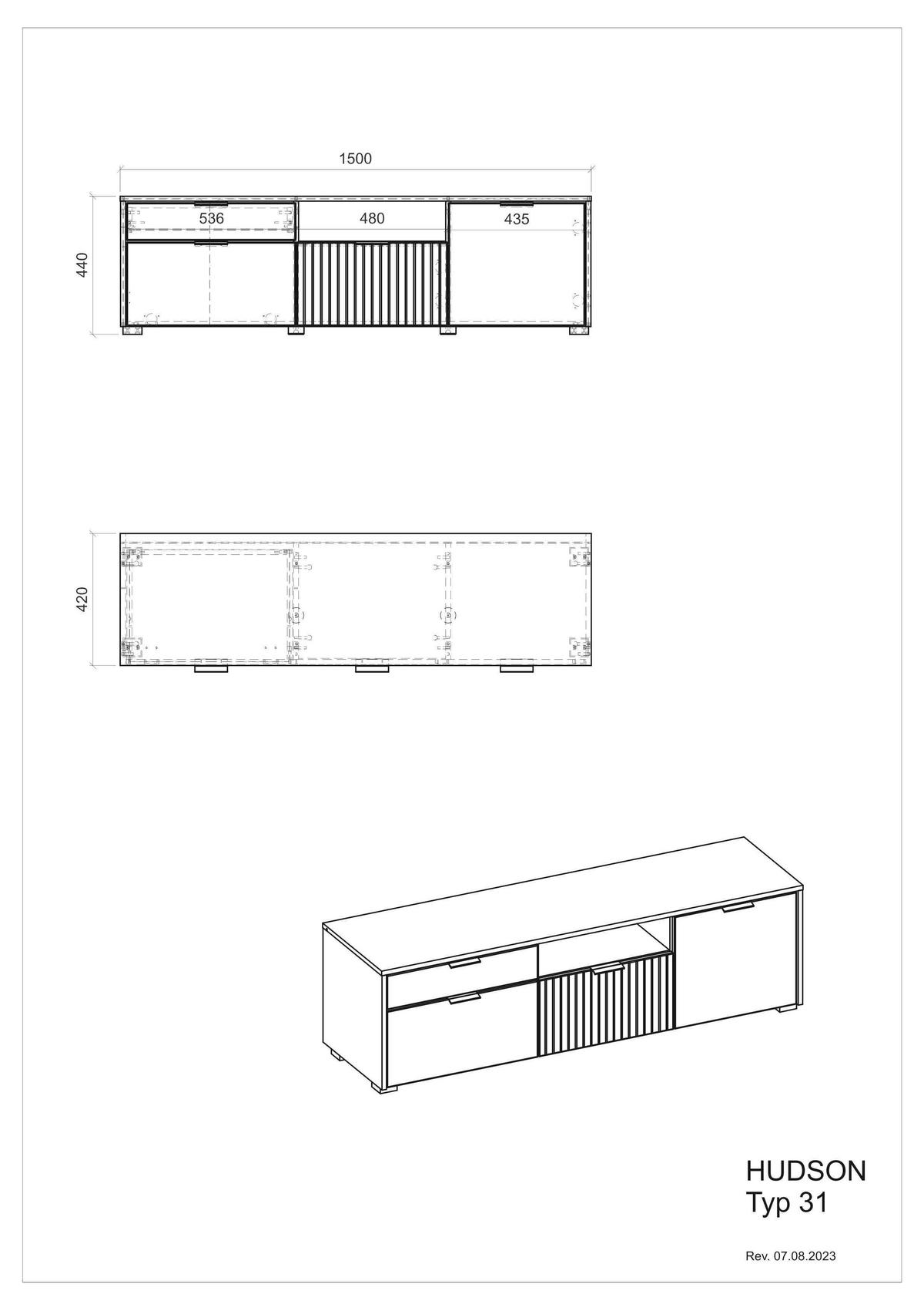 LOWBOARD  in 150/44/42 cm  - Schwarz/Weiß, Design, Holzwerkstoff/Kunststoff (150/44/42cm) - MID.YOU