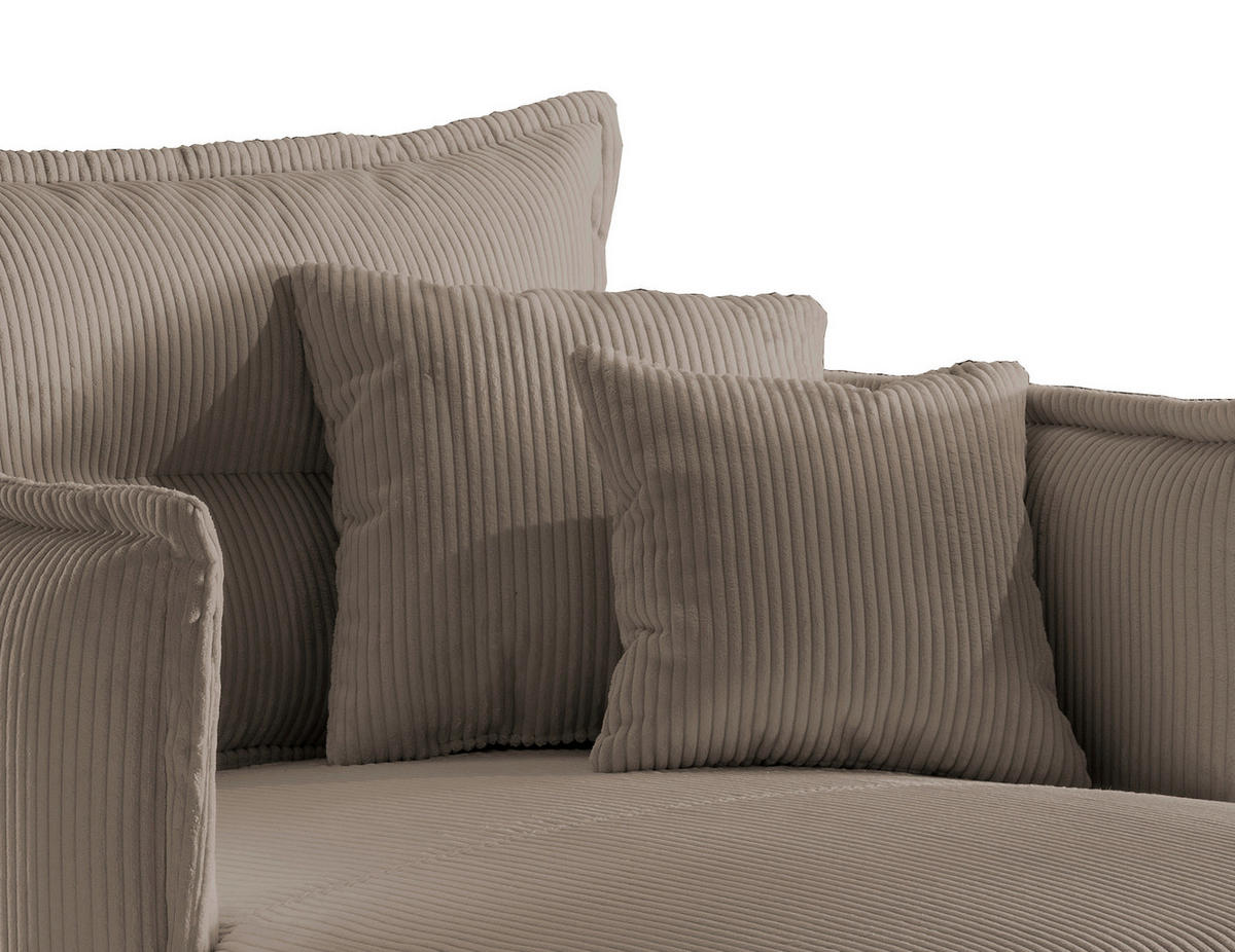 XXL-SESSEL in Cord Graubraun  - Graubraun/Schwarz, Modern, Textil/Metall (111/101/167cm) - Livetastic
