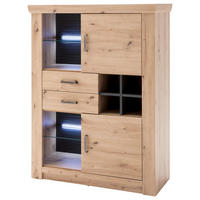 HIGHBOARD Maputo  in 110/146/45 cm  - Eichefarben/Anthrazit, Design, Glas/Holzwerkstoff (110/146/45cm) - Livetastic