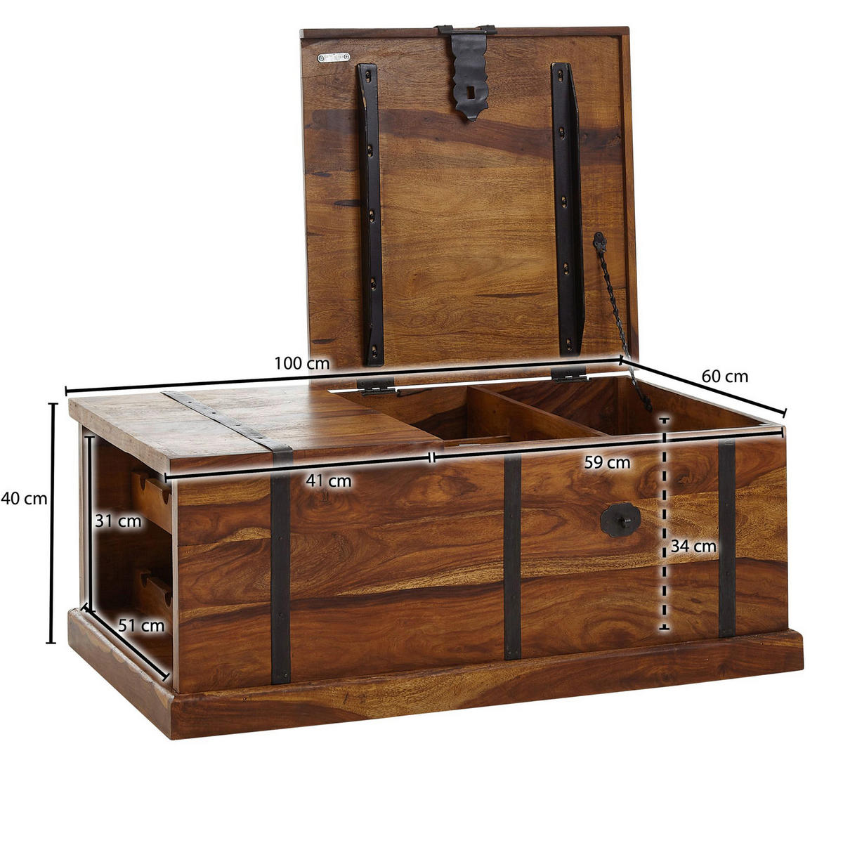 COUCHTISCH in Holz 100/60/40 cm  - Sheeshamfarben, Design, Holz (100/60/40cm) - MID.YOU