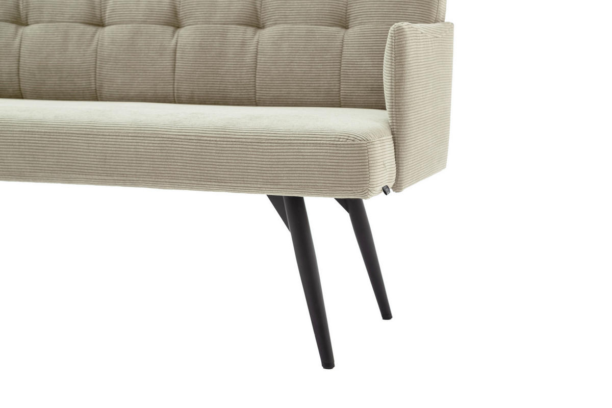 SITZBANK 206/85/69 cm Cord Sandfarben Metall  - Sandfarben/Schwarz, Design, Textil/Metall (206/85/69cm) - Johann Jakob
