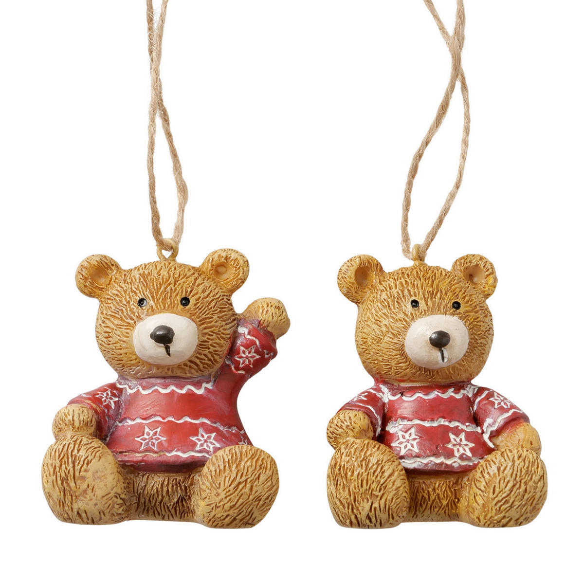 KARÁCSONYFADÍSZ - barna/piros, Basics, műanyag/természetes anyagok (5/4,5/6cm)