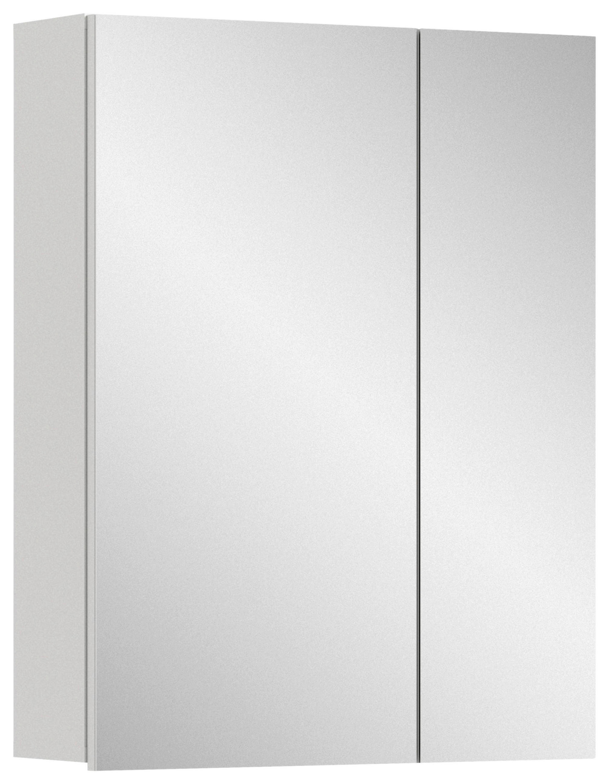 OMARA Z OGLEDALOM 60/77/18 cm  - bela/visoki sijaj, Moderno, leseni material (60/77/18cm) - MID.YOU