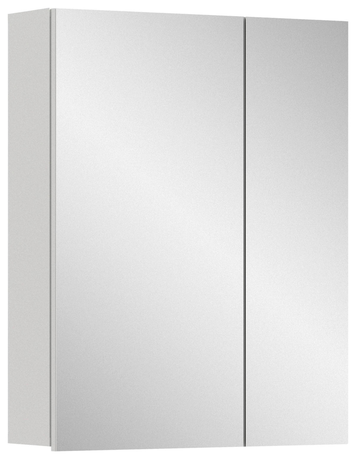 OMARA Z OGLEDALOM 60/77/18 cm  - bela/visoki sijaj, Moderno, leseni material (60/77/18cm) - MID.YOU