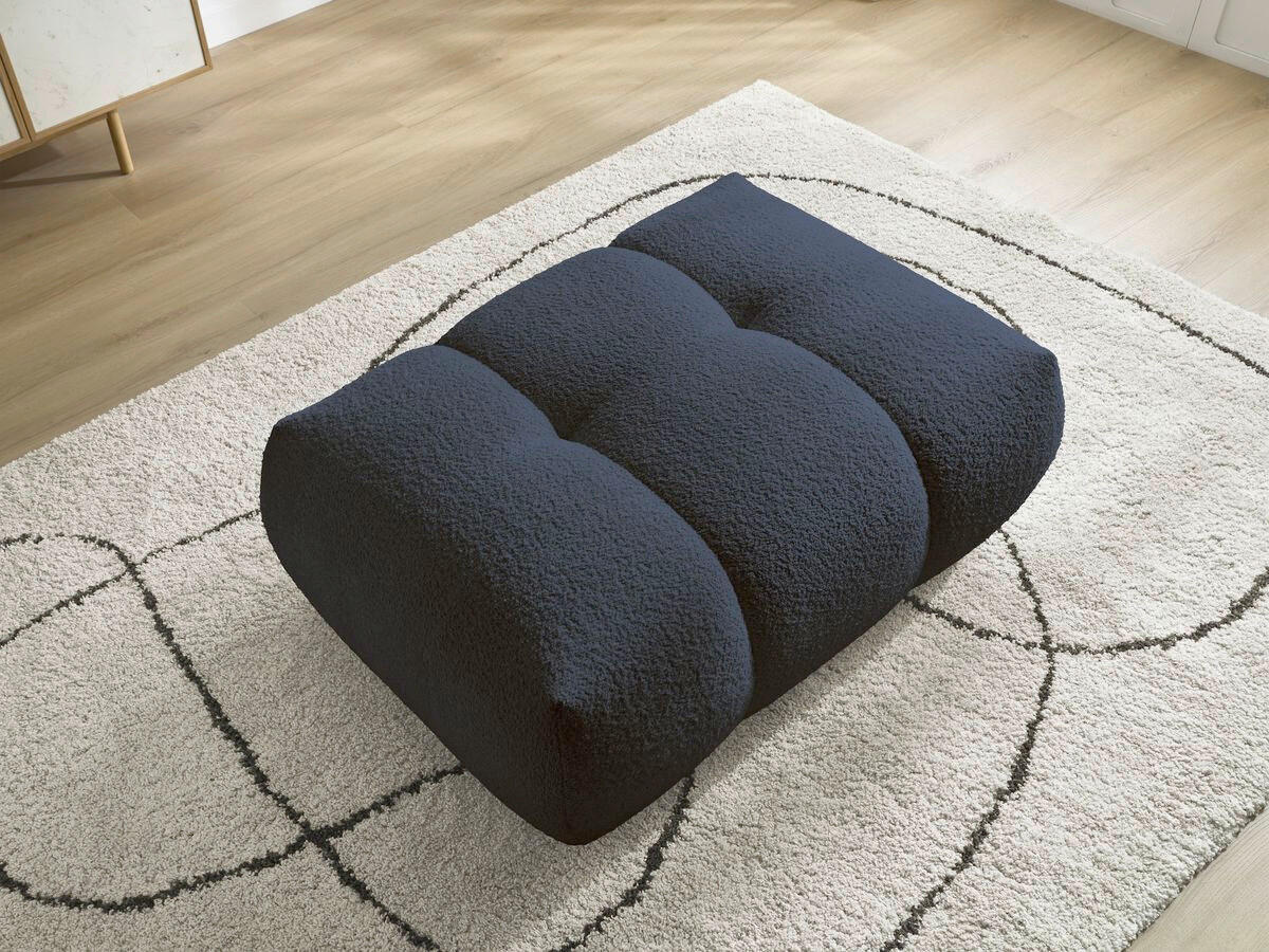 HOCKER FUJI  Bouclé Dunkelblau  - Schwarz/Dunkelblau, MODERN, Kunststoff/Textil (112/44/80cm)