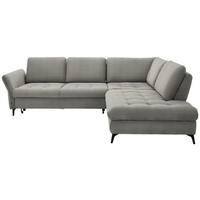 ECKSOFA Silberfarben Chenille  - Silberfarben/Schwarz, Natur, Textil/Metall (288/233cm) - Valnatura