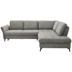 ECKSOFA in Chenille Silberfarben  288/233 cm  - Silberfarben/Schwarz, Natur, Textil/Metall (288/233cm) - Valnatura