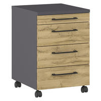 ROLLCONTAINER 42/61/49 cm  - Eichefarben/Schwarz, KONVENTIONELL, Holzwerkstoff/Kunststoff (42/61/49cm) - Germania