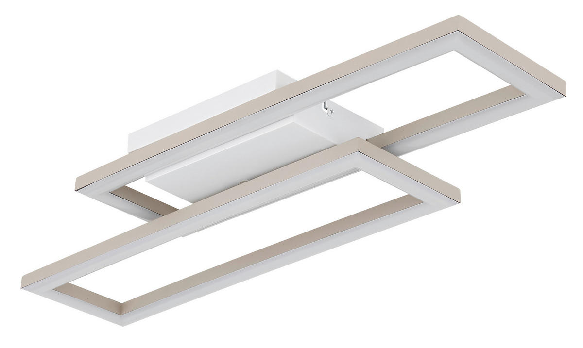 LED-DECKENLEUCHTE 55/15,5/5,5 cm   - Sandfarben/Weiß, Design, Kunststoff (55/15,5/5,5cm) - Globo