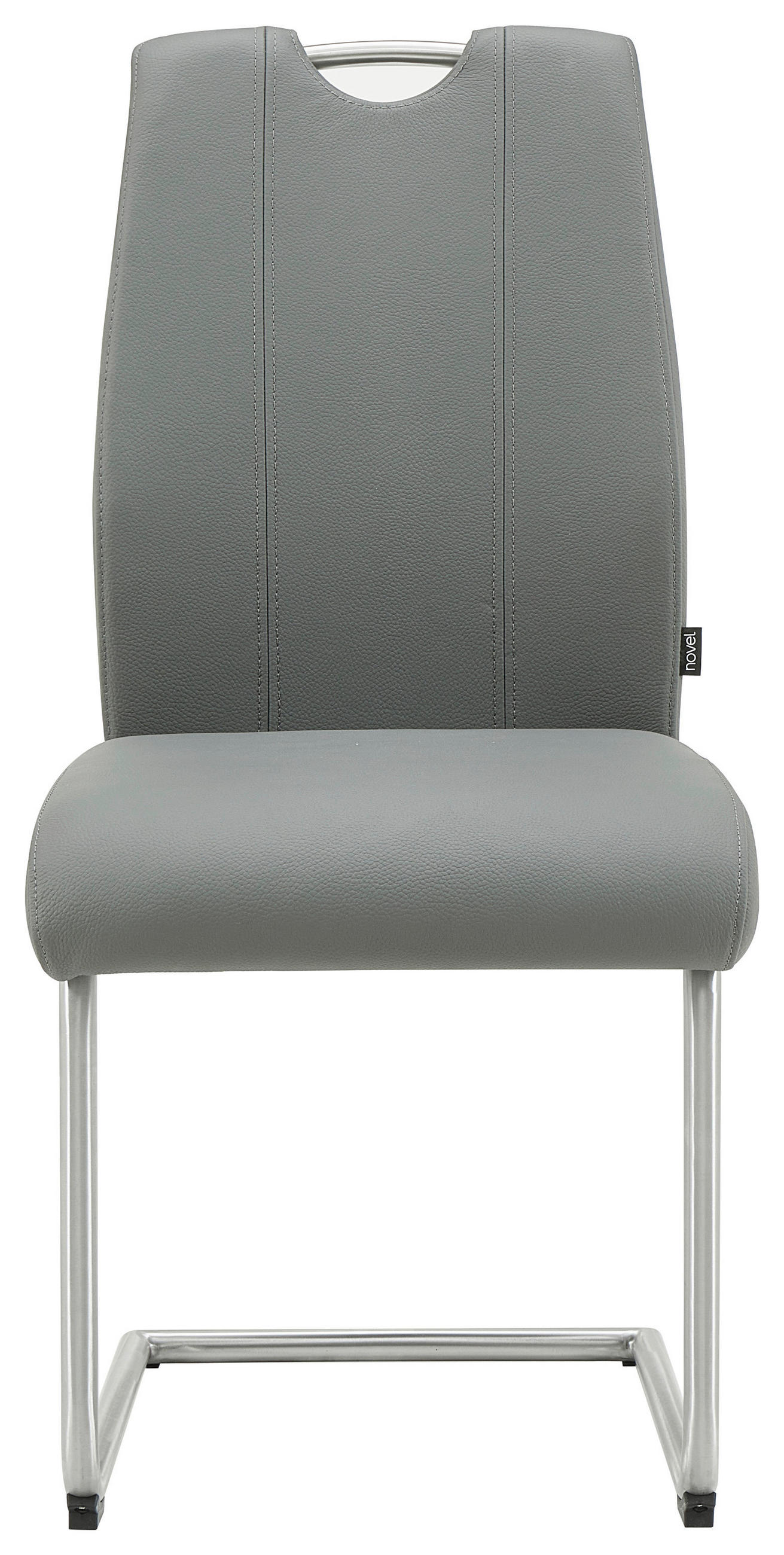 SCHWINGSTUHL  in Edelstahl Echtleder pigmentiert  - Edelstahlfarben/Grau, Design, Leder/Metall (46,5/97,5/61cm) - Novel