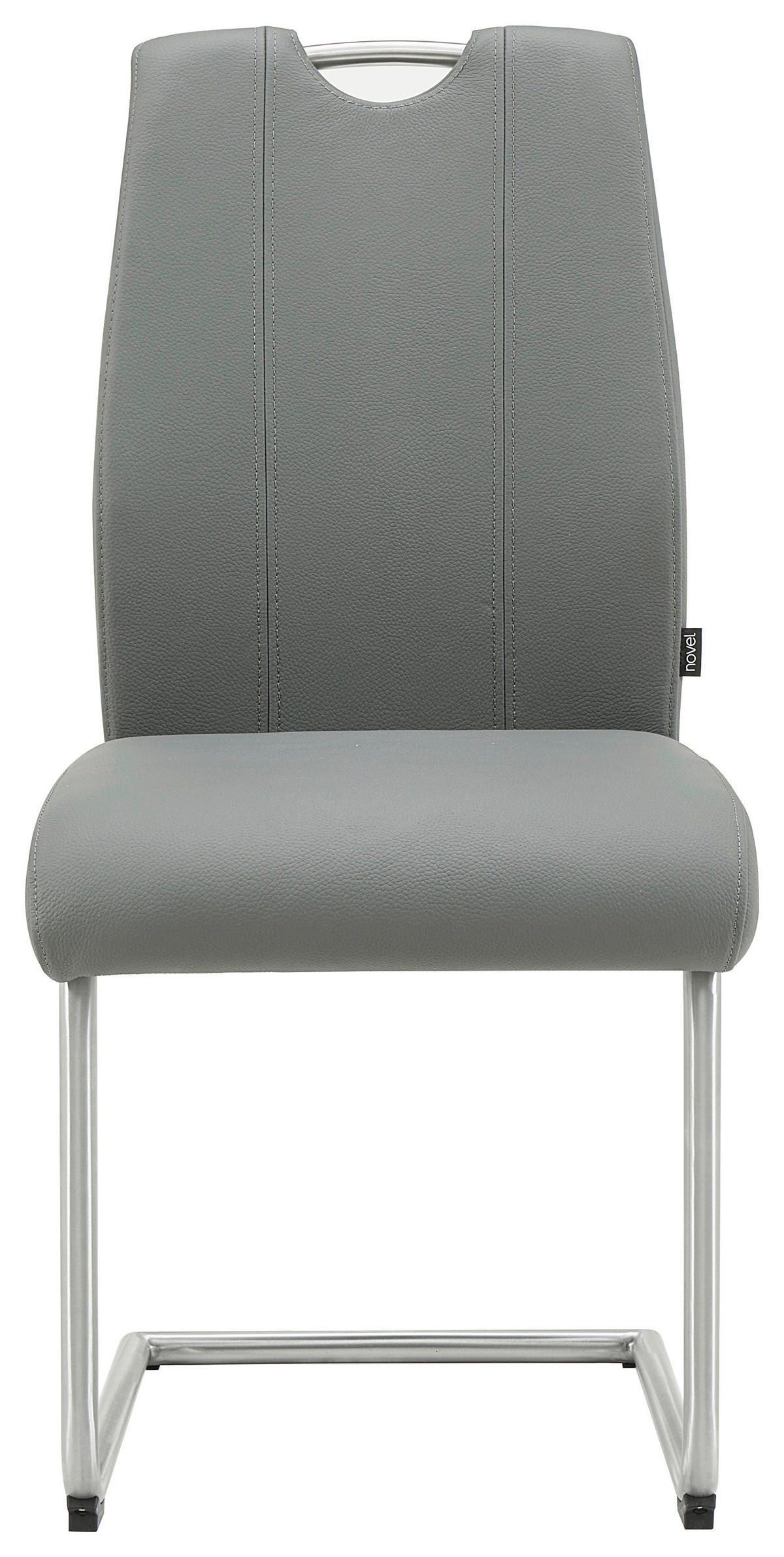 SCHWINGSTUHL  in Edelstahl Echtleder pigmentiert  - Edelstahlfarben/Grau, Design, Leder/Metall (46,5/97,5/61cm) - Novel